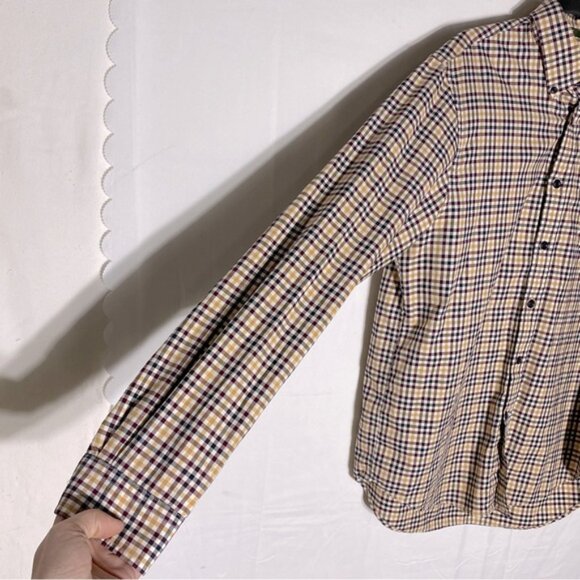 Eddie Bauer Yellow Burgundy Plaid Cotton Long Sleeve Relaxed Fit Button Up Top M - Picture 12 of 15